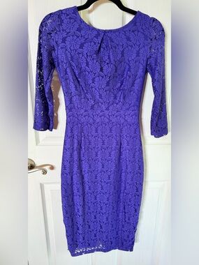 Dorothy Perkins Purple Lace Long Sleeve Sheath Dress